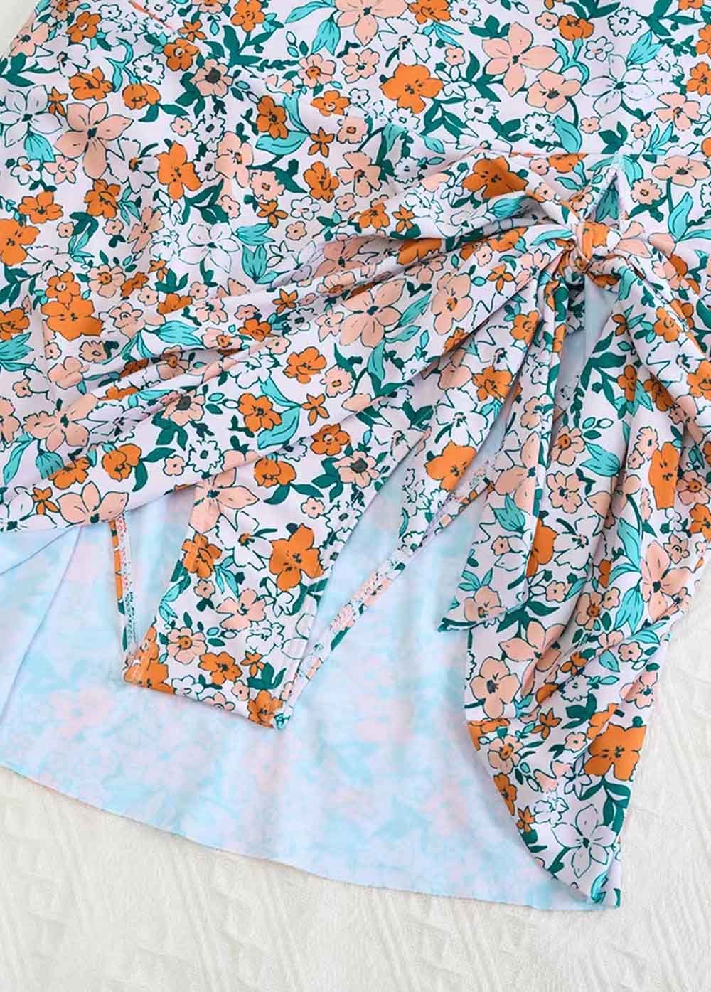 Floral Print One Piece Swimdress And Panty