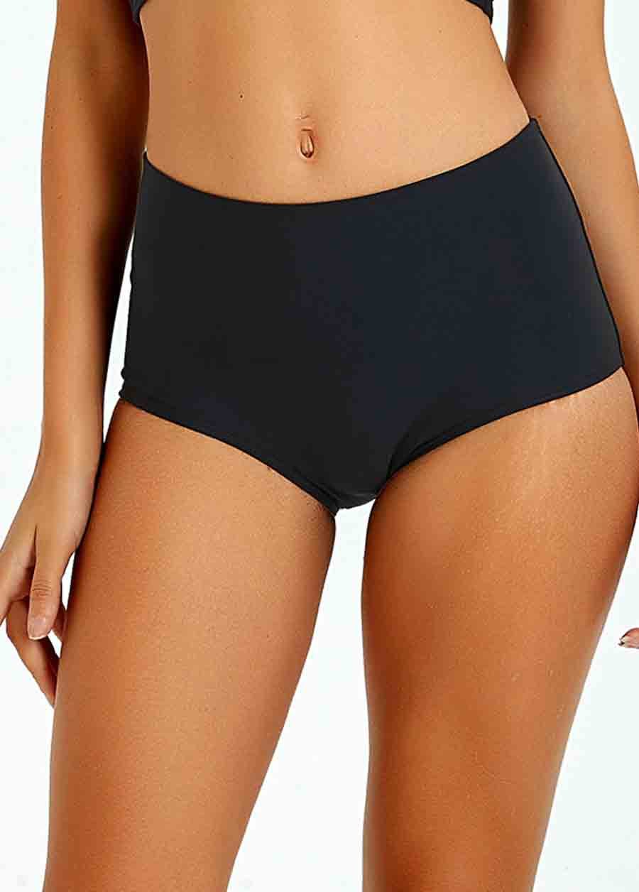 Black High Waist Swim Boyshort Bottom