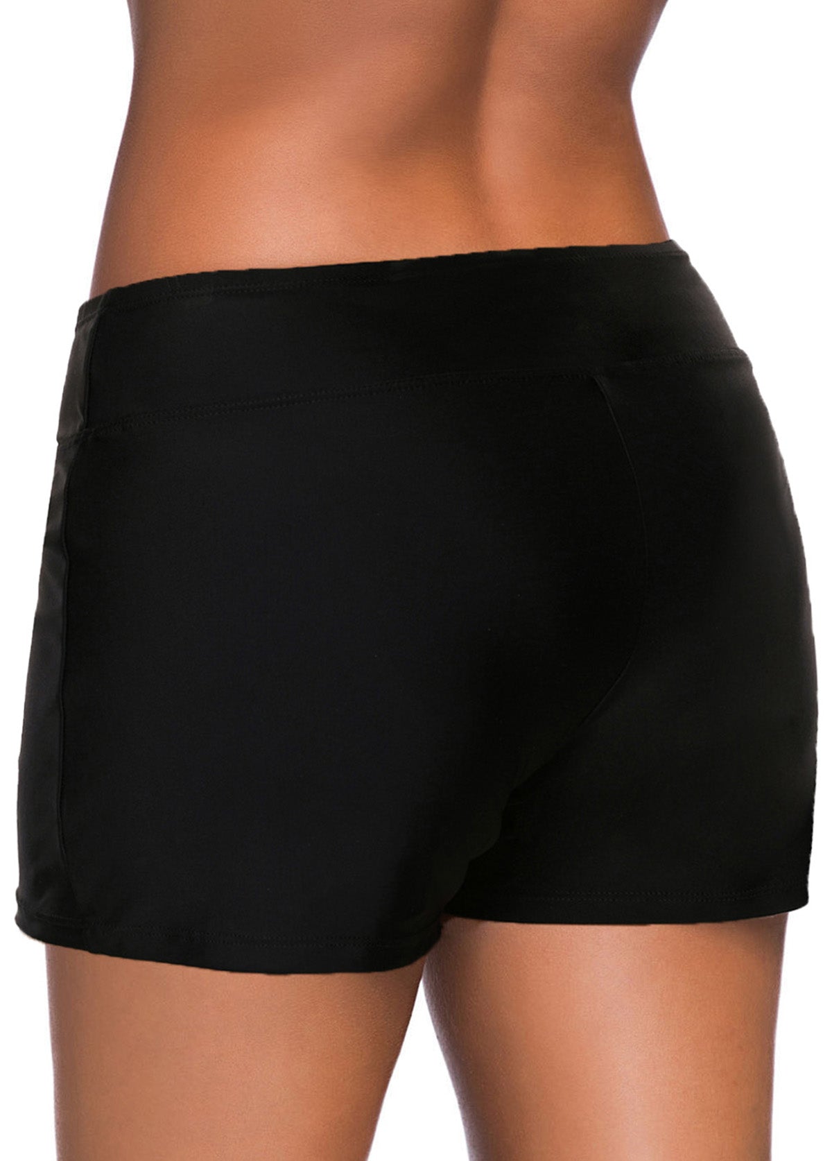 Black Button Detail Swim Shorts