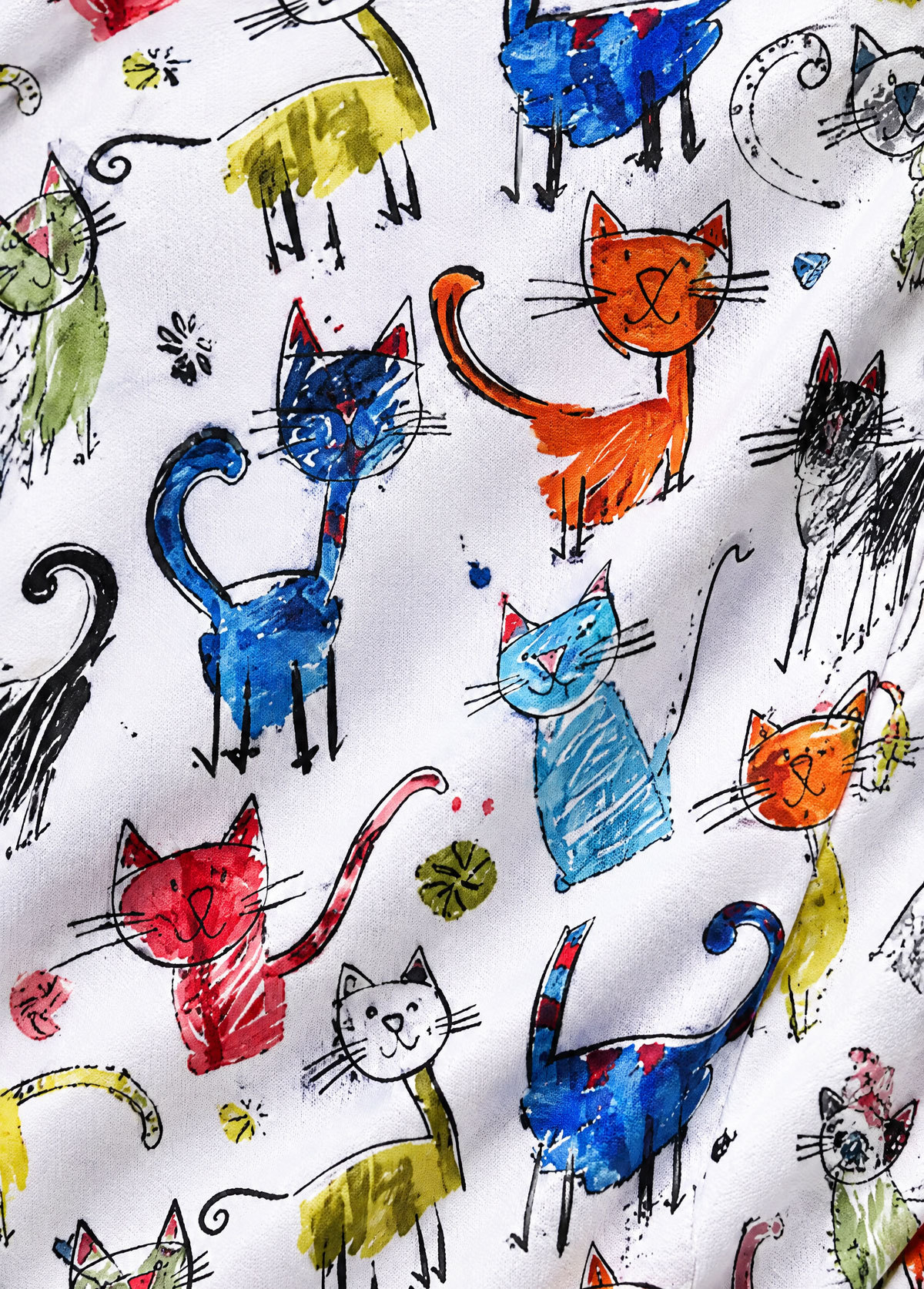 Cartoon Cat Print Adjustable Strap Tankini Set