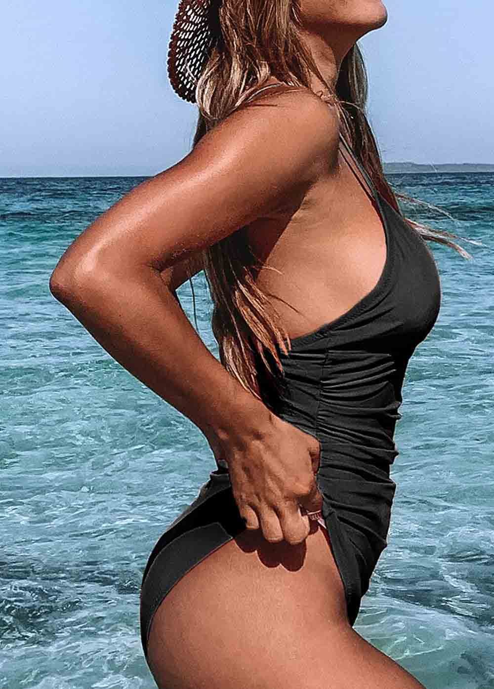 Tummy Control V Neck Bathing Suits