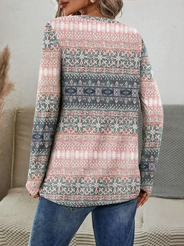 Crew Neck Printed Casual  Graphic Tee Top