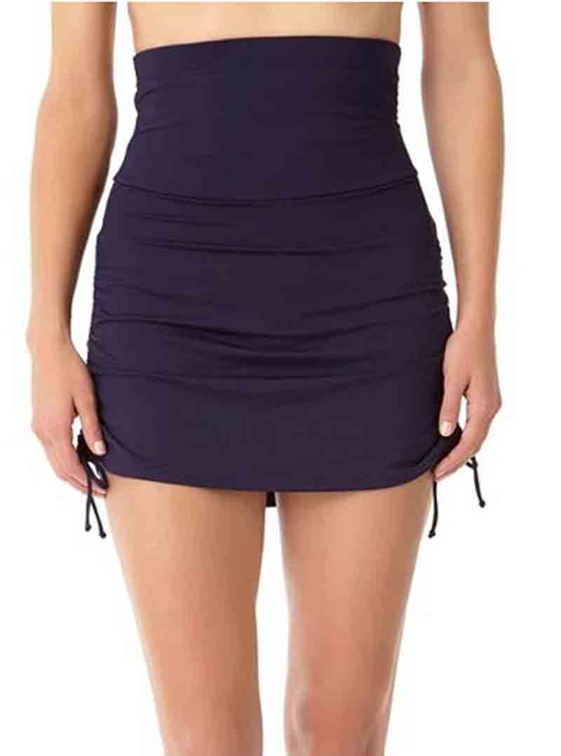 High Waist Side Drawstring Ruched Swim Skirt