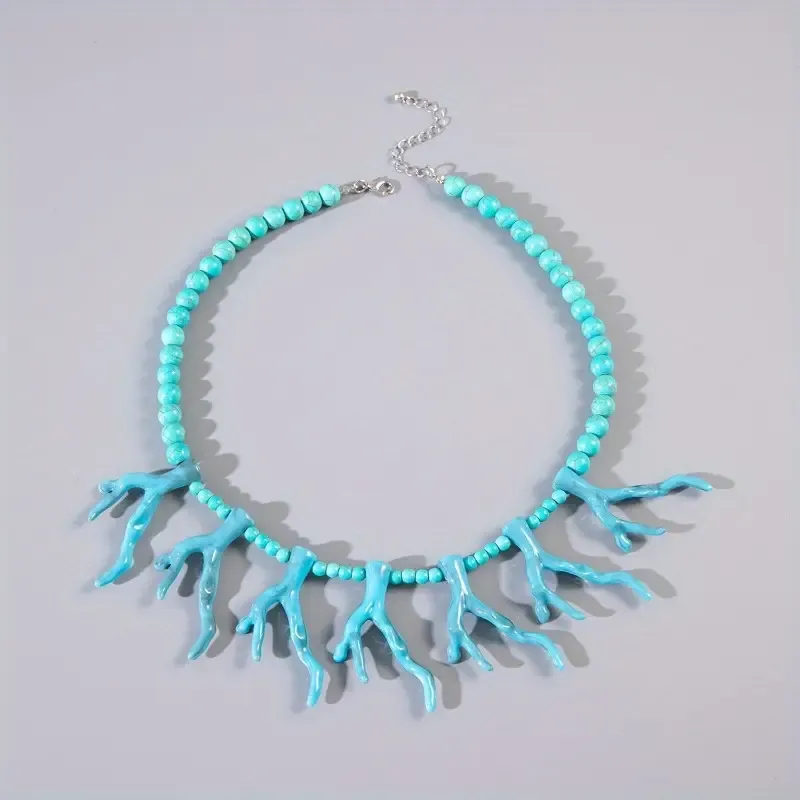 Handmade Bohemian Acrylic Coral Beaded Necklace