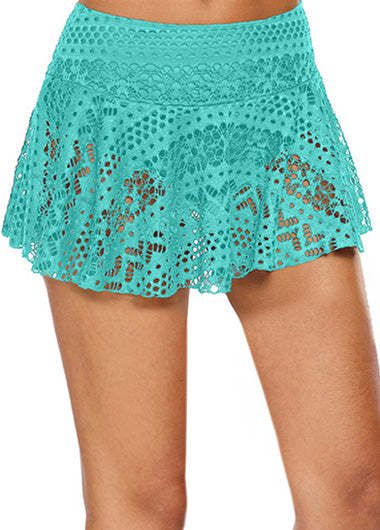 Lace Overlay Swim Skirt With Built‑In Brief
