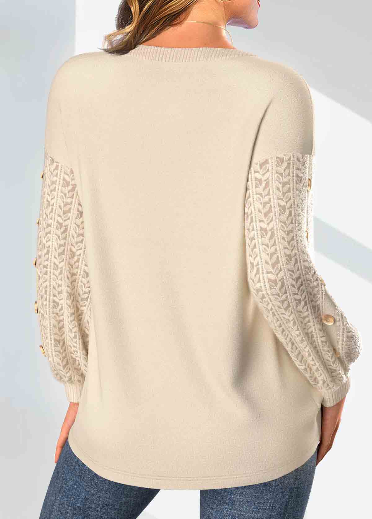 Snowman Print Cable Knit Sleeve Christmas Sweater