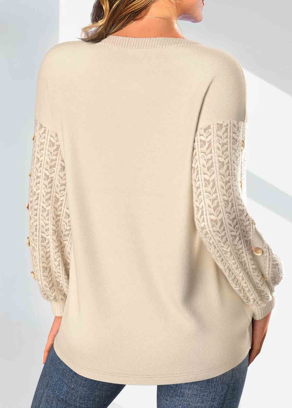 Snowman Print Cable Knit Sleeve Christmas Sweater