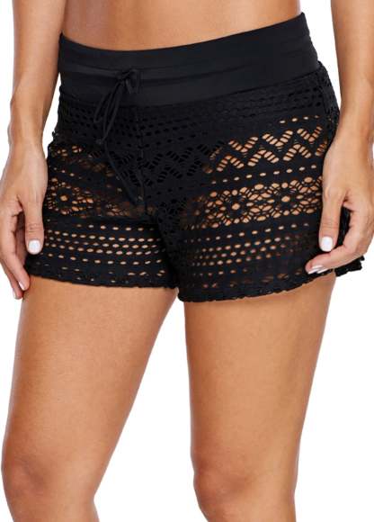 Women Lace Drawstring Swim Shorts