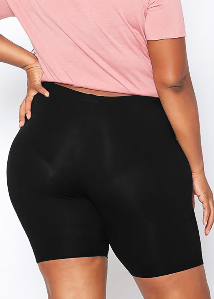 Plus Size Solid Stretch Biker Shorts