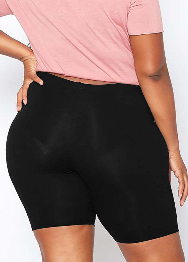 Plus Size Solid Stretch Biker Shorts