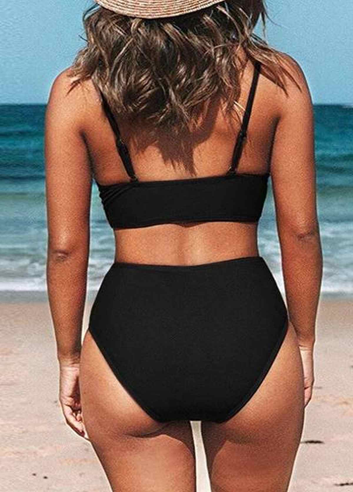 V-Neck High Waist Bikini