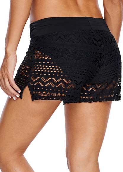 Women Lace Drawstring Swim Shorts