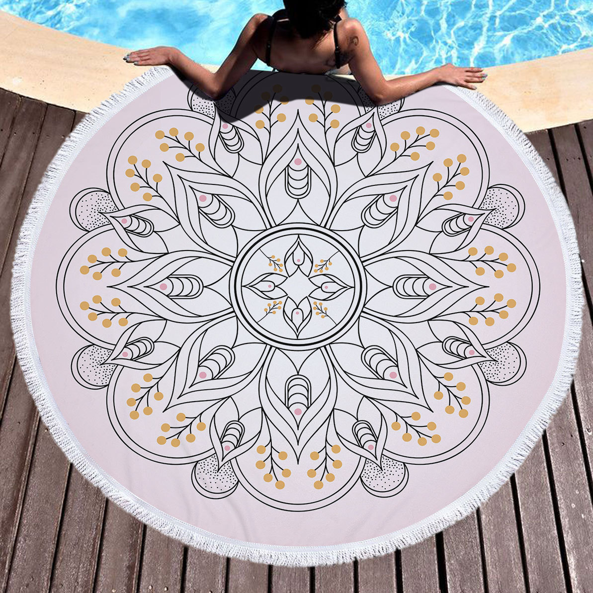 Indian Mandala Large Round Beach Blanket