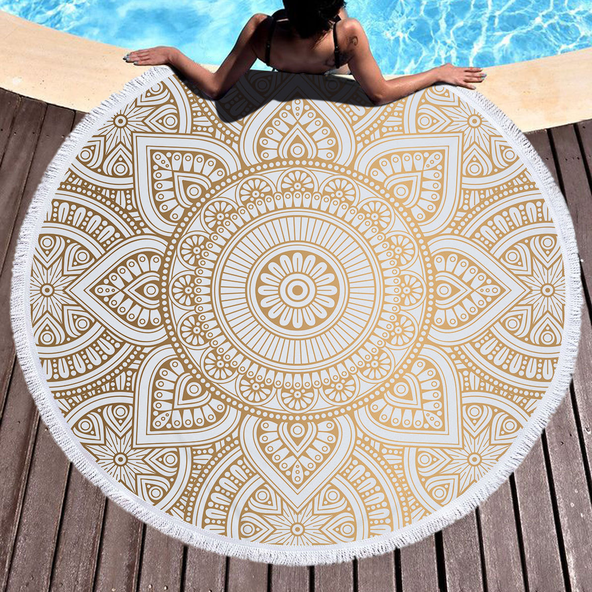Indian Mandala Large Round Beach Blanket
