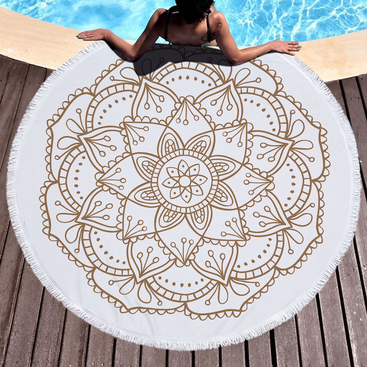 Indian Mandala Large Round Beach Blanket