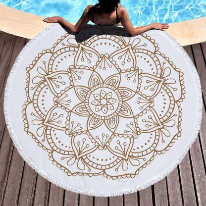 Indian Mandala Large Round Beach Blanket