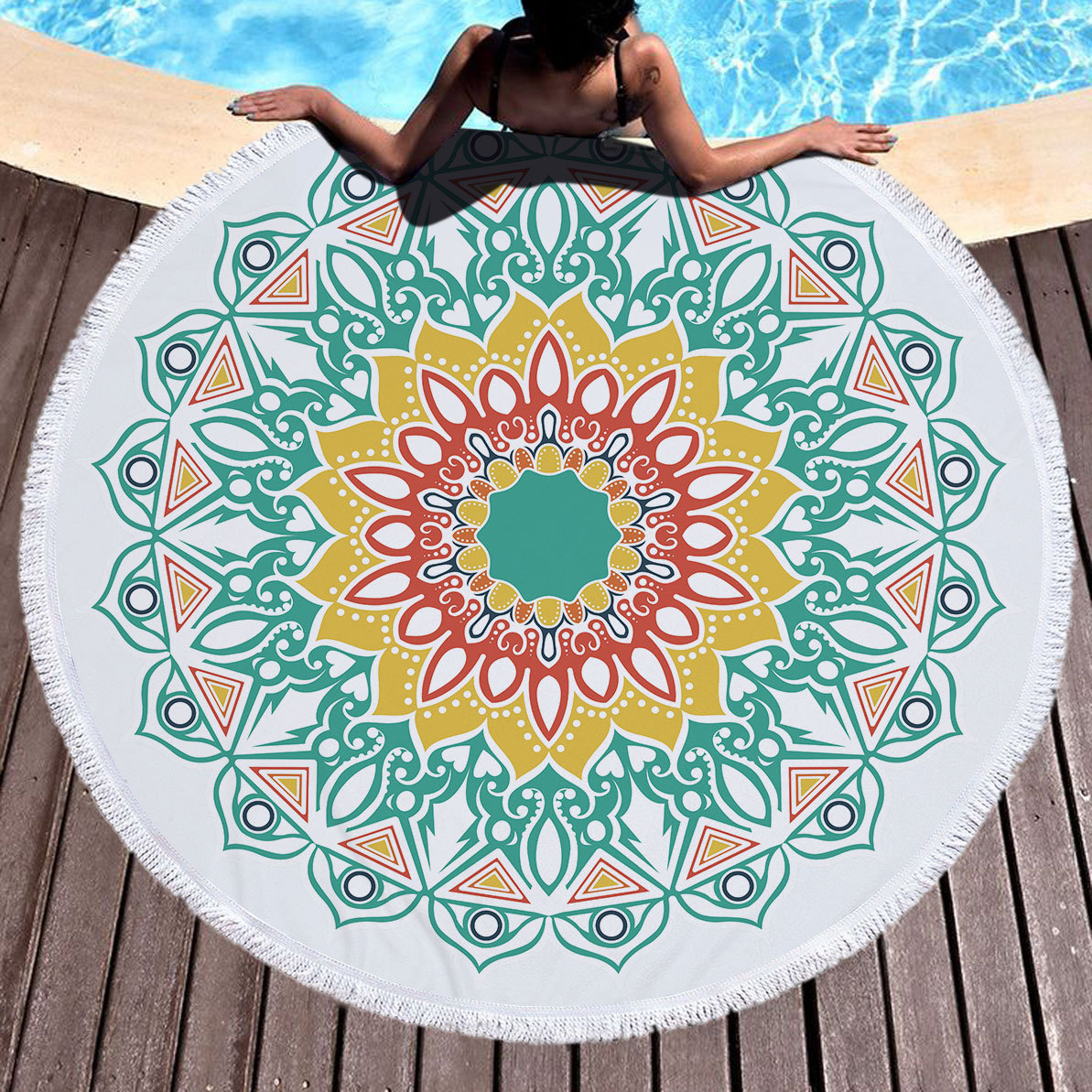 Indian Mandala Large Round Beach Blanket