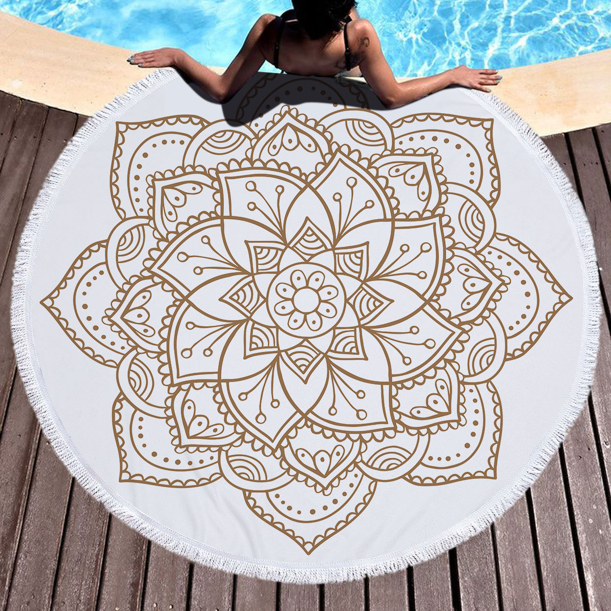 Indian Mandala Large Round Beach Blanket