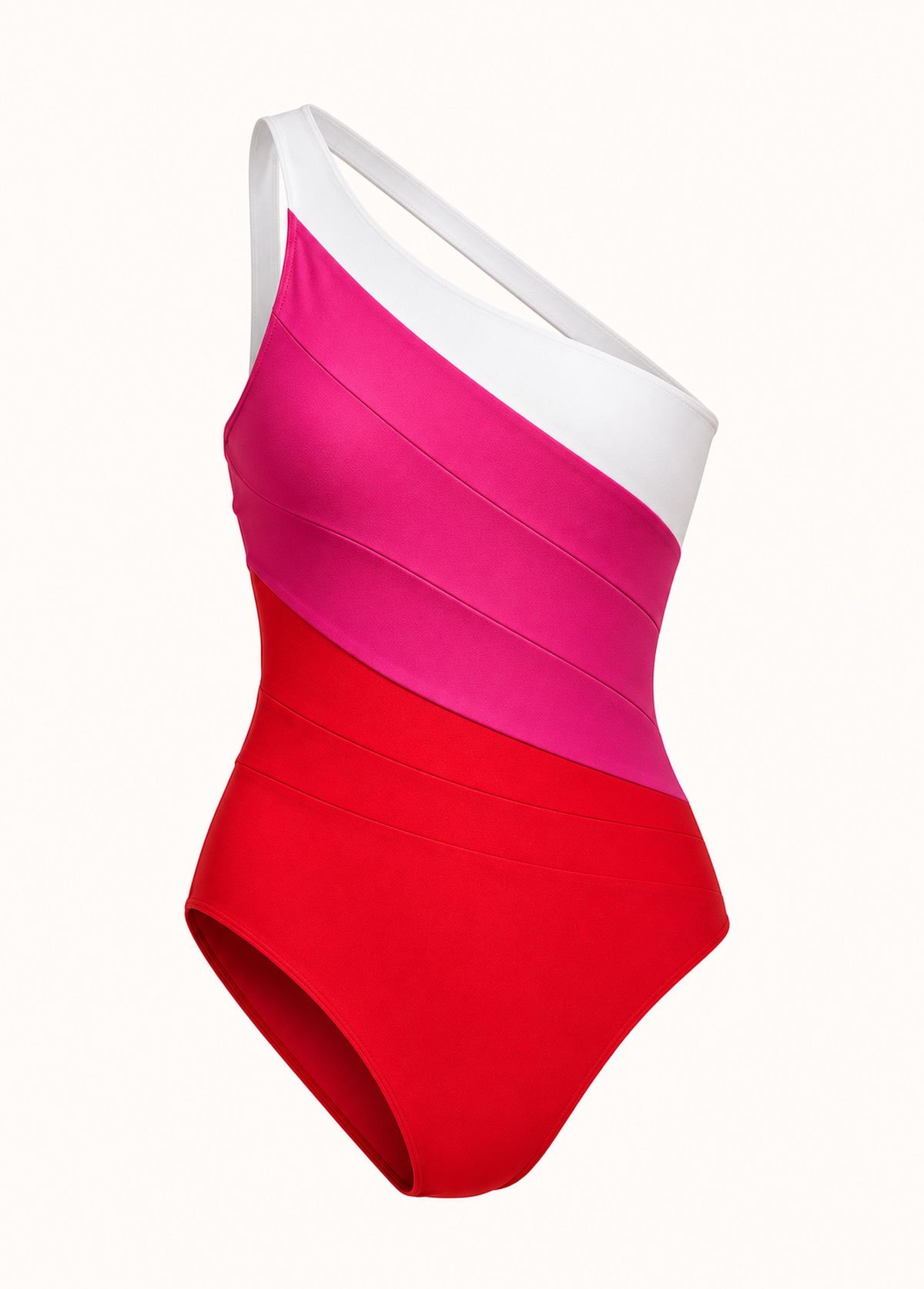 Color Block One Shoulder Asymmetric One Piece Swimsuit