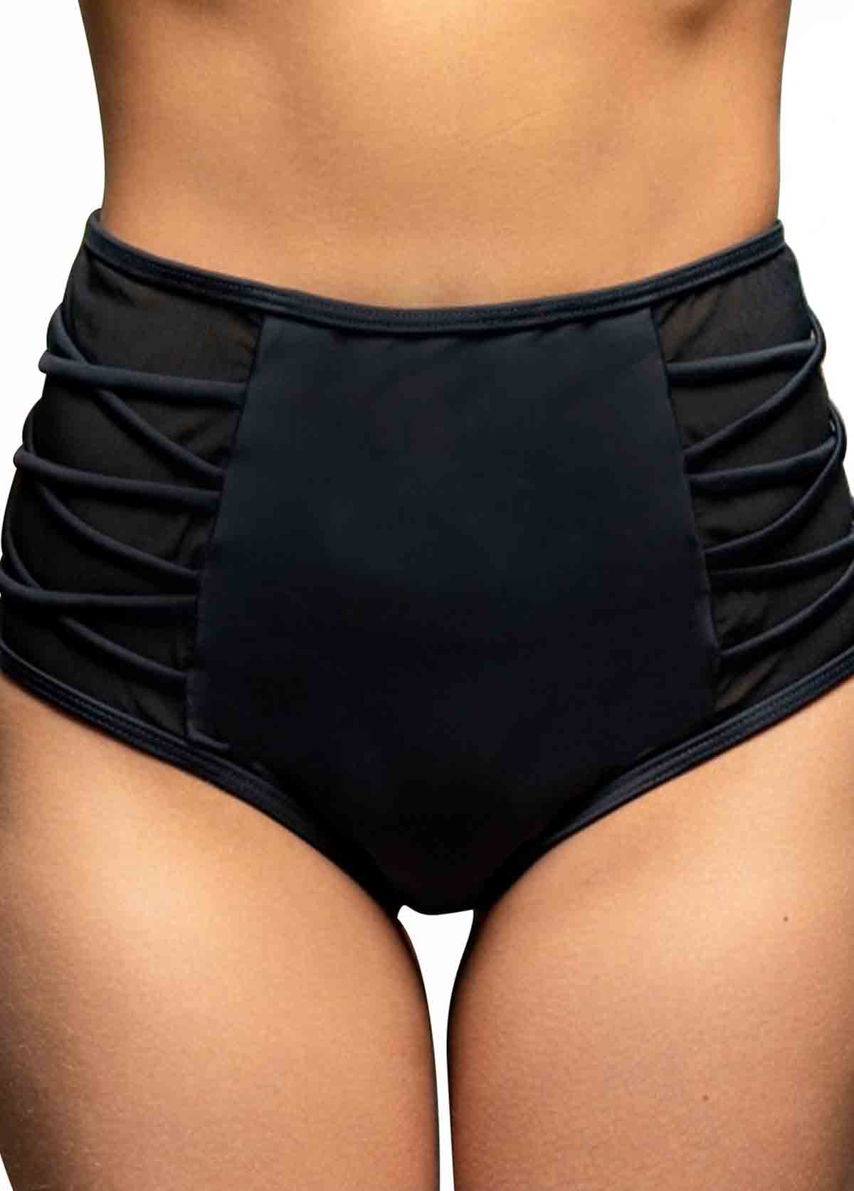 Solid Ruched High Waisted Tummy Control Bottom