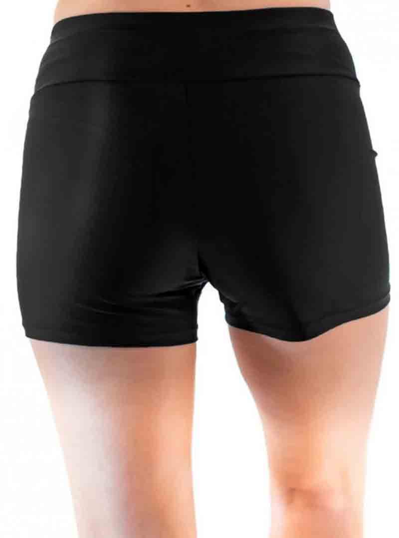 Solid Black High Waist Swim Boyshort