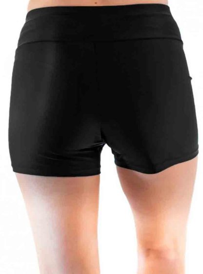 Solid Black High Waist Swim Boyshort