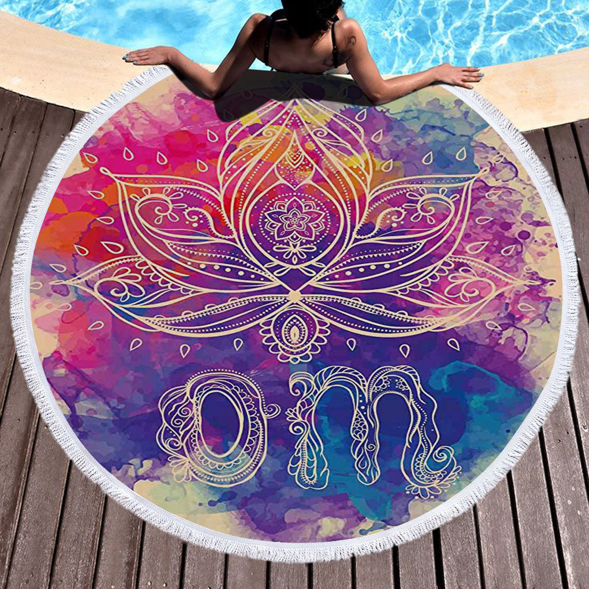 Indian Mandala Large Round Beach Blanket
