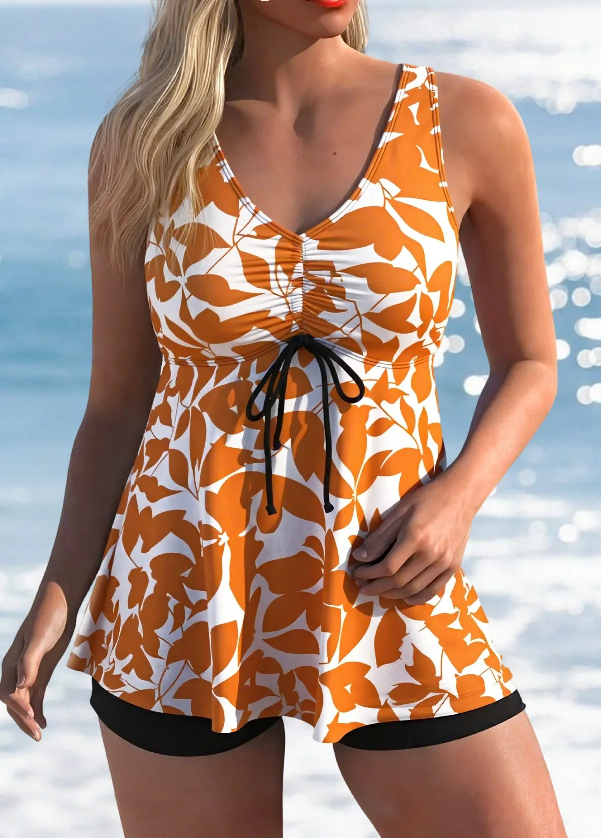 Tummy Coverage Floral Print Tankini Set