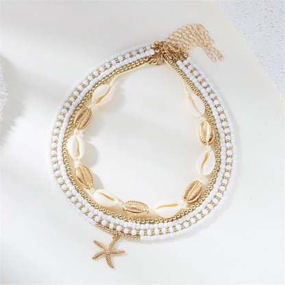  Boho Beaded Seashell Choker Adjustable Pearl Starfish Beach Necklace  