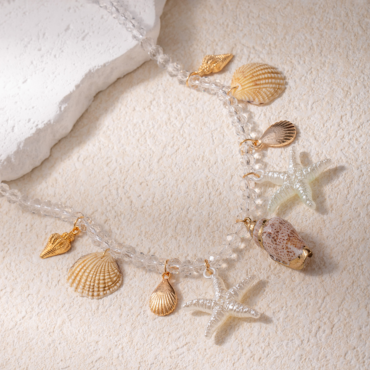 Bohemian Beach Shell Starfish Conch Pendant Necklace