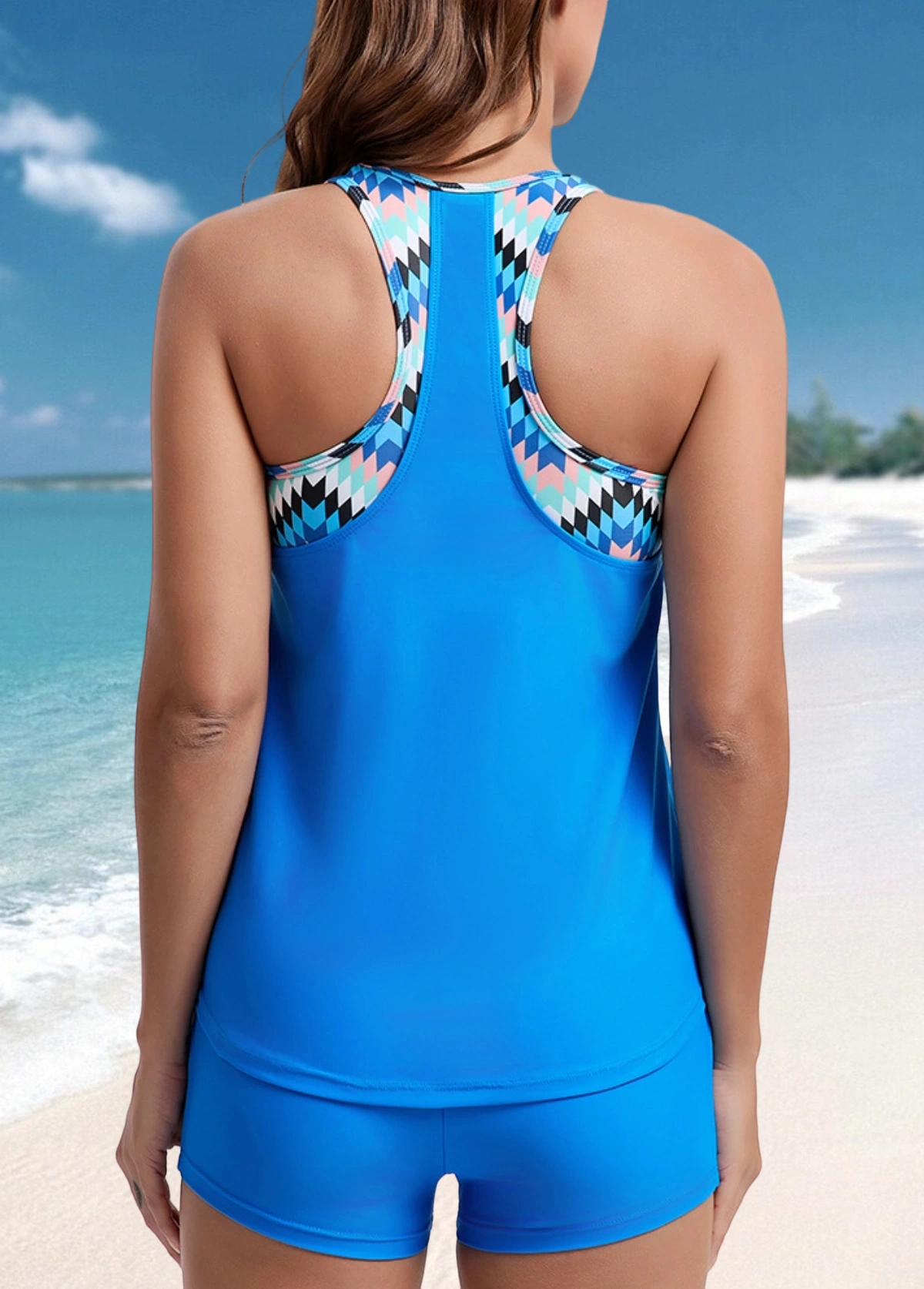 Tummy Coverage Printed Tankini Set 
