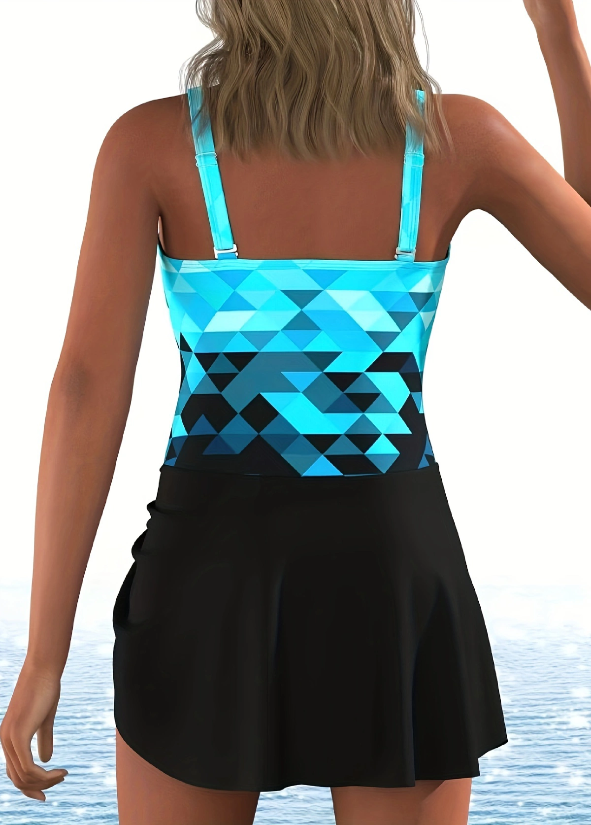 Tummy Coverage Printed  One Piece Swimdress