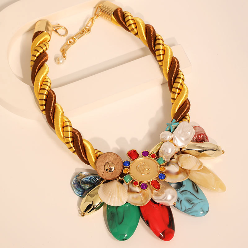 Boho Colorful Stone Simulation Shell Necklace for Summer