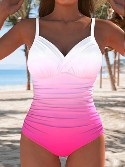 Cut Out Floral Print  One Piece Swimwear