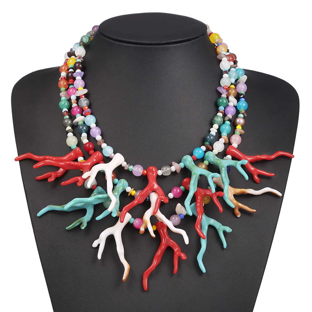 Coral Antler Shaped Necklace