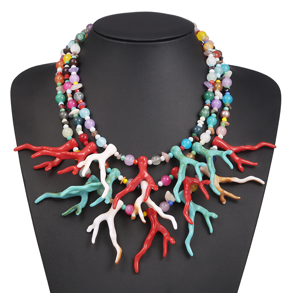 Coral Antler Shaped Necklace