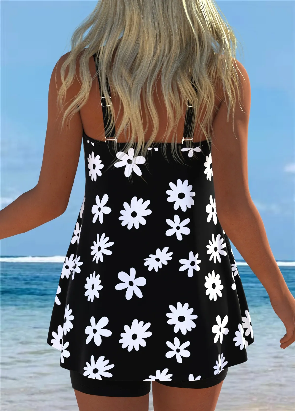 [Copy]Tummy Coverage Floral Print Tankini Set