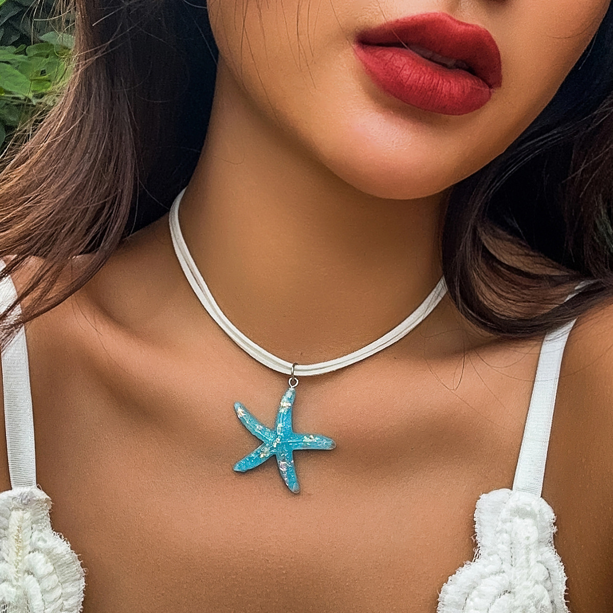 Cute Beach Ocean Pendant Clavicle Chain Seashell Valentine  Starfish Necklace 