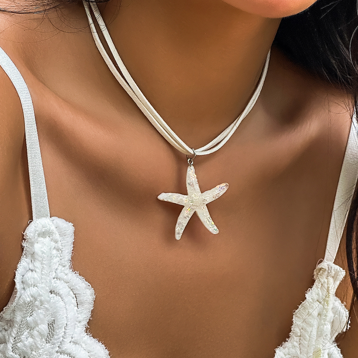 Cute Beach Ocean Pendant Clavicle Chain Seashell Valentine  Starfish Necklace 