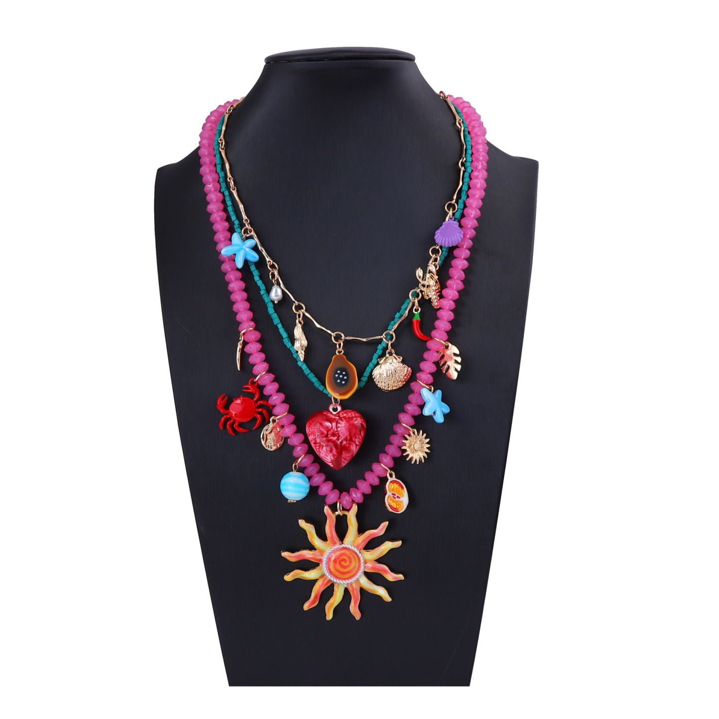 Colorful Stone Simulation Shell Necklace for Summer