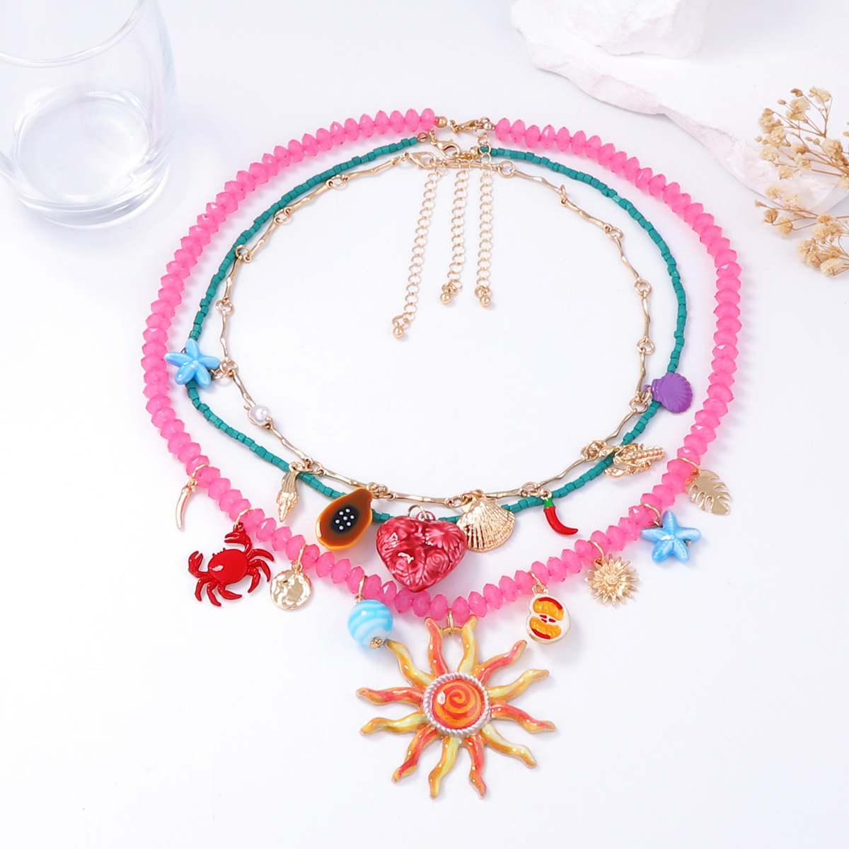 Colorful Stone Simulation Shell Necklace for Summer