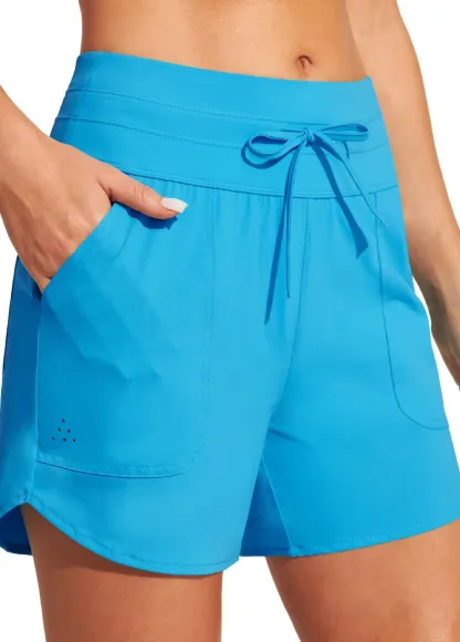 Mid Waisted  Drawstring Swim&Yoga Shorts