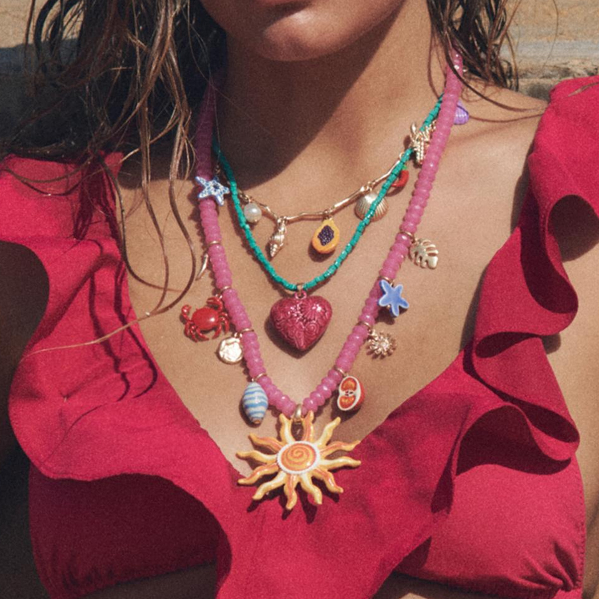 Colorful Stone Simulation Shell Necklace for Summer