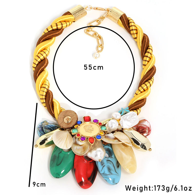 Boho Colorful Stone Simulation Shell Necklace for Summer