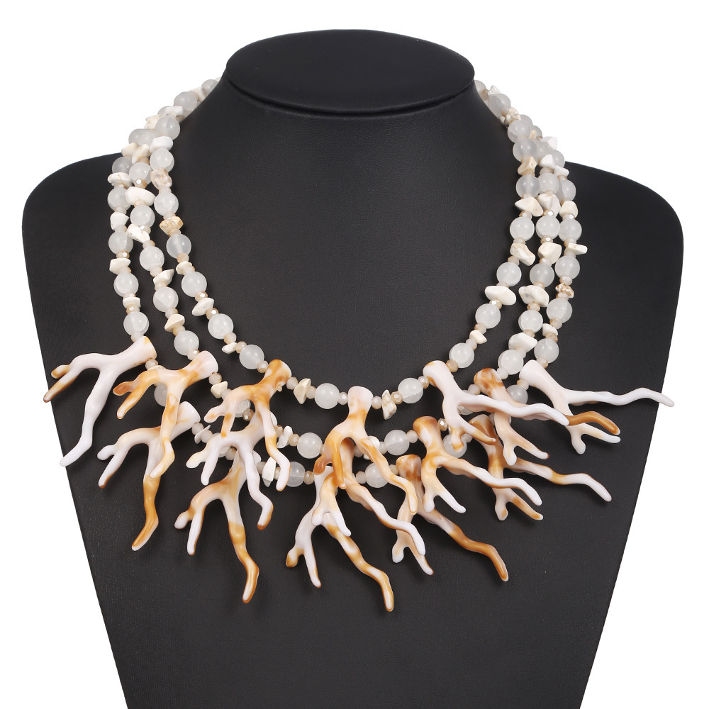 Coral Antler Shaped Necklace