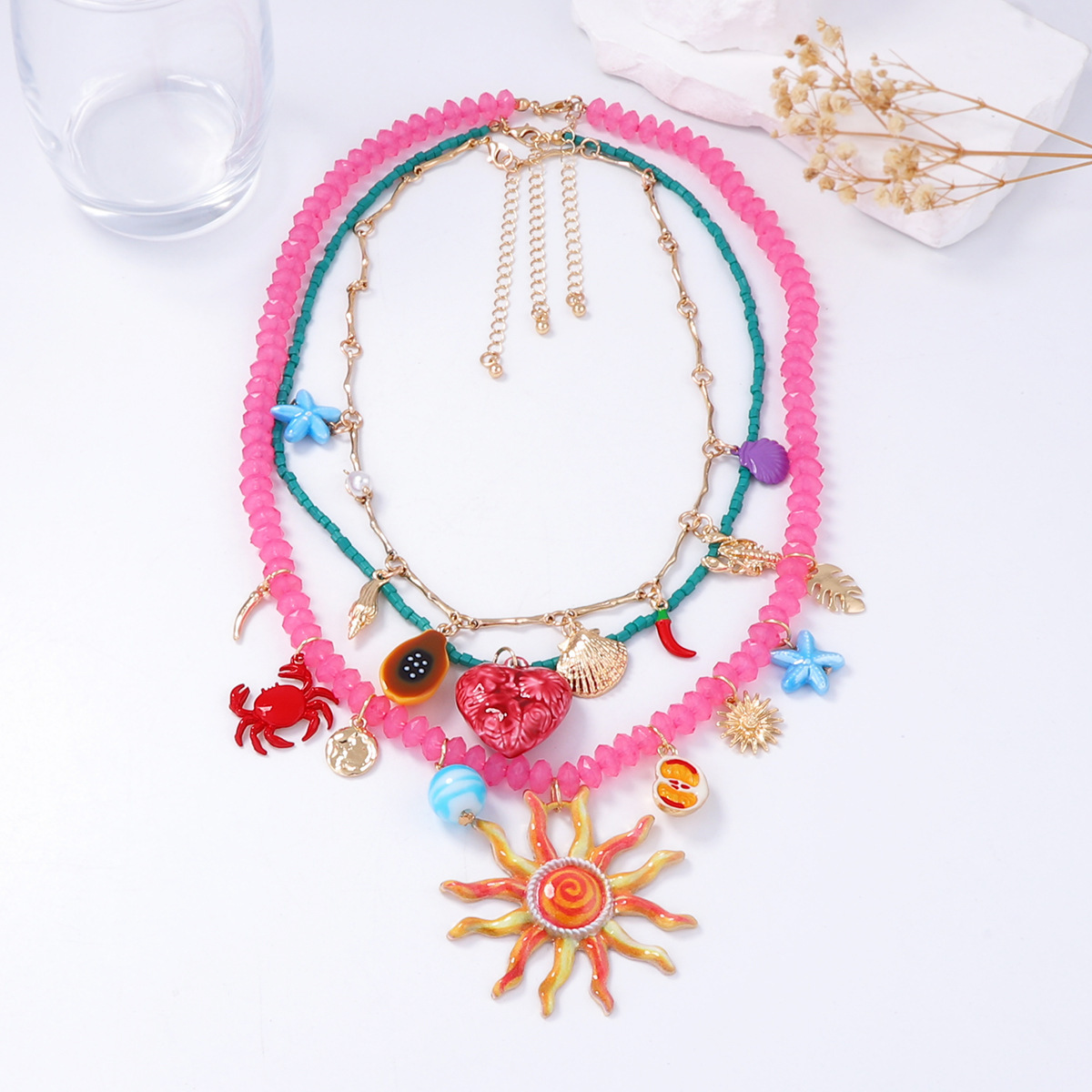 Colorful Stone Simulation Shell Necklace for Summer