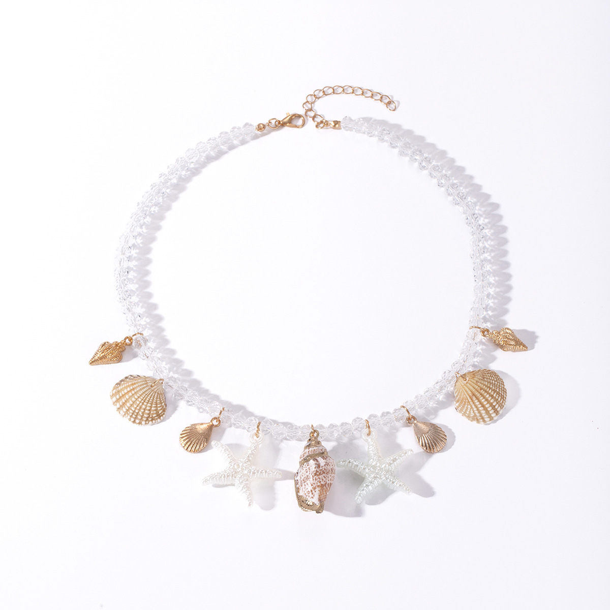 Bohemian Beach Shell Starfish Conch Pendant Necklace