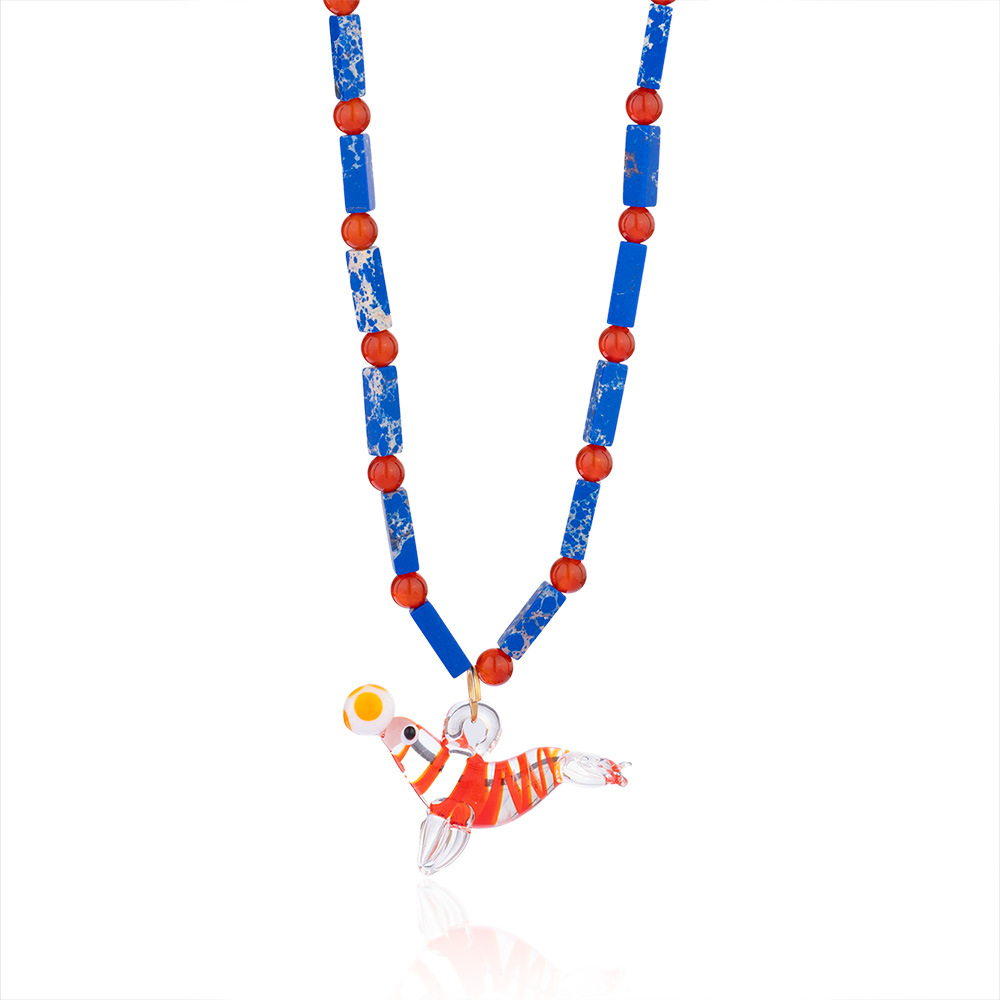 Glass Ocean Colored Natural Stone Bead Necklace