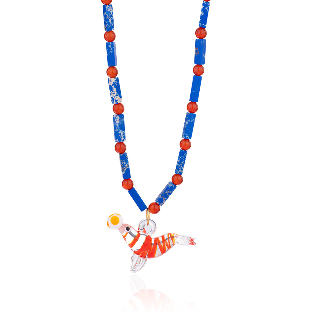 Glass Ocean Colored Natural Stone Bead Necklace