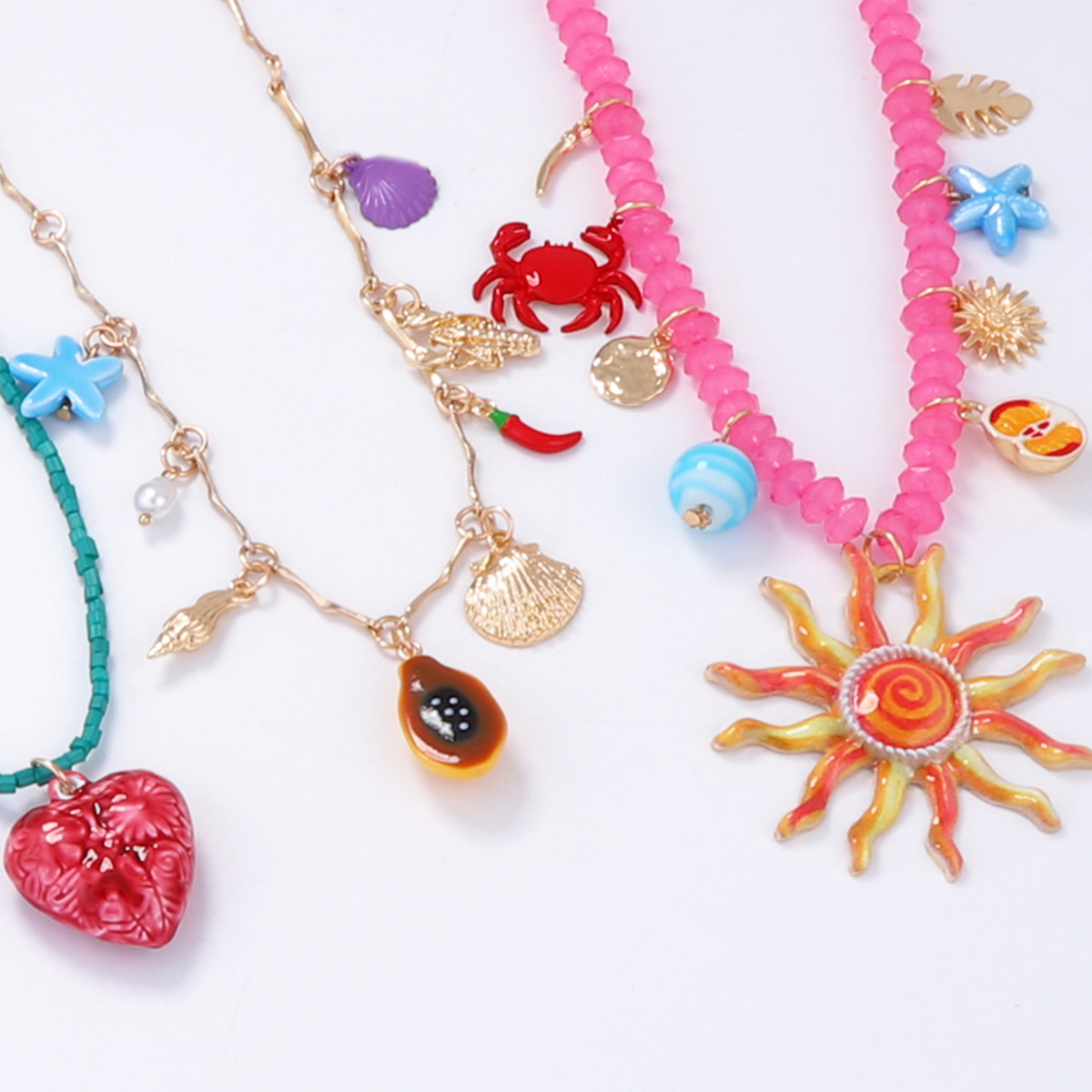 Colorful Stone Simulation Shell Necklace for Summer